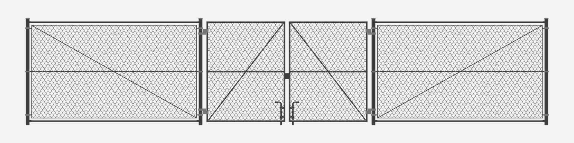 chain link fence with gates vector