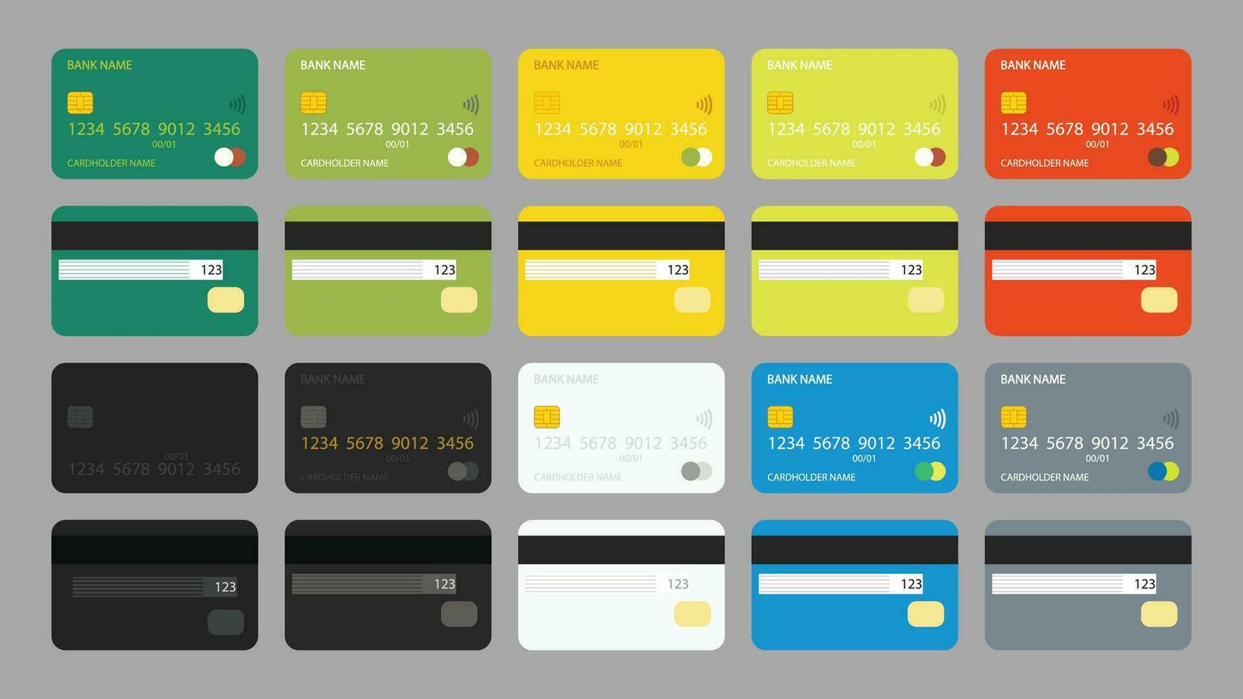 big credit cards set isolated vector