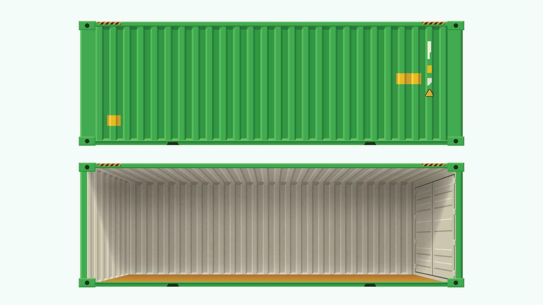 green container without side wall vector