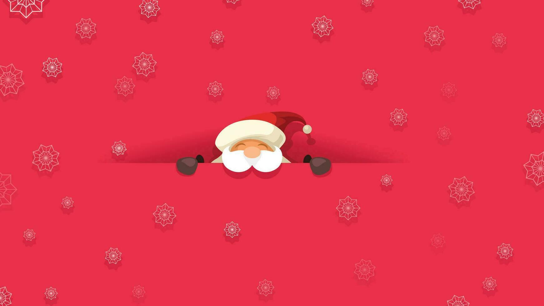 Papa Noel claus sonriente en rojo con copos de nieve vector