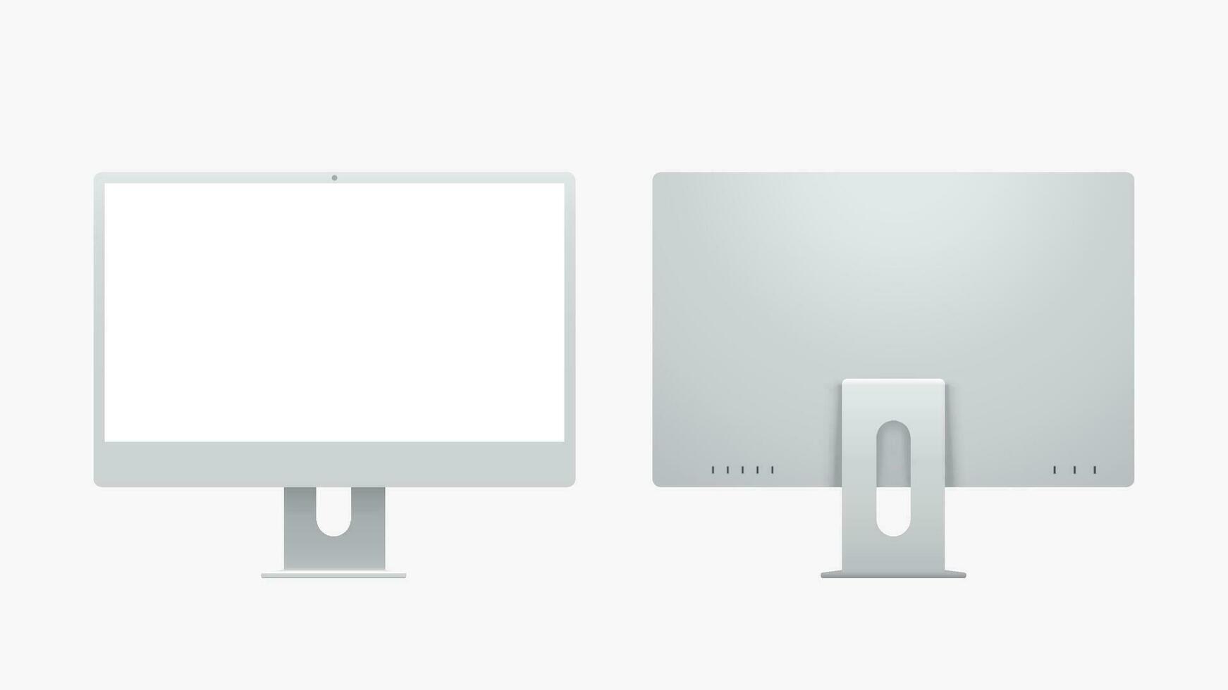front view gray color desktop computer isolated vector