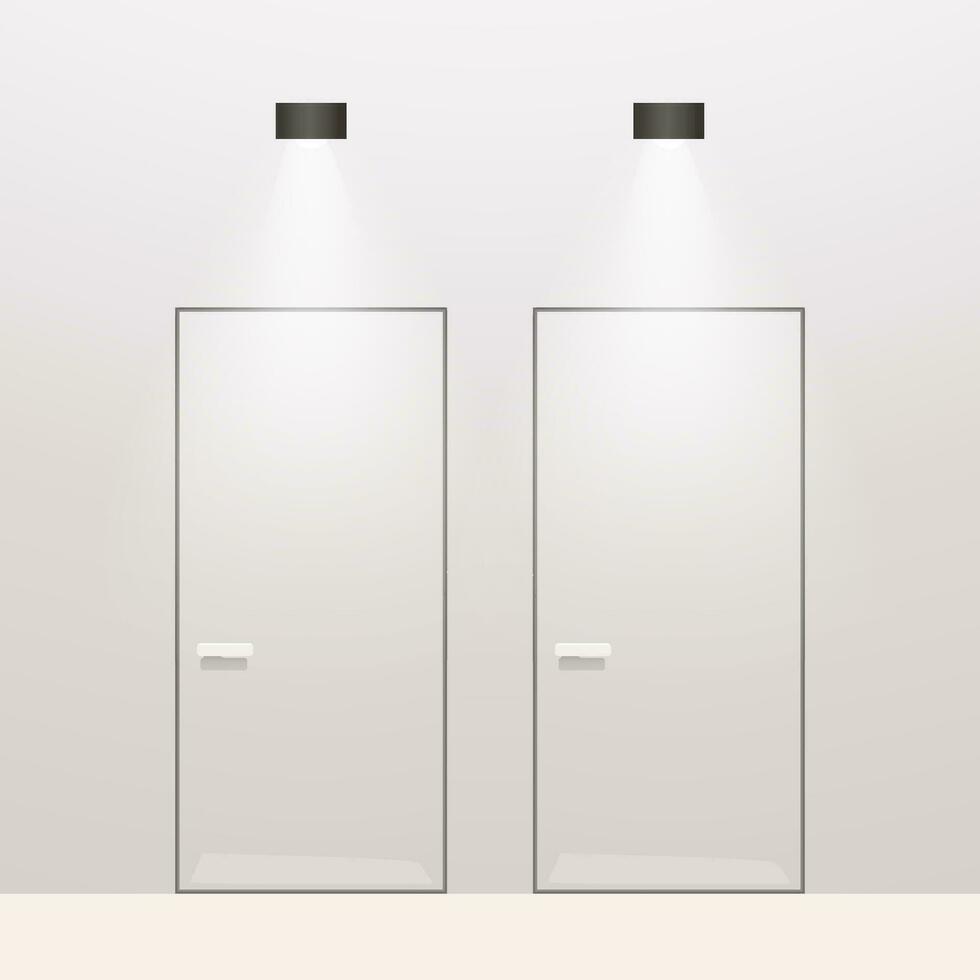modern wc doors on white background vector