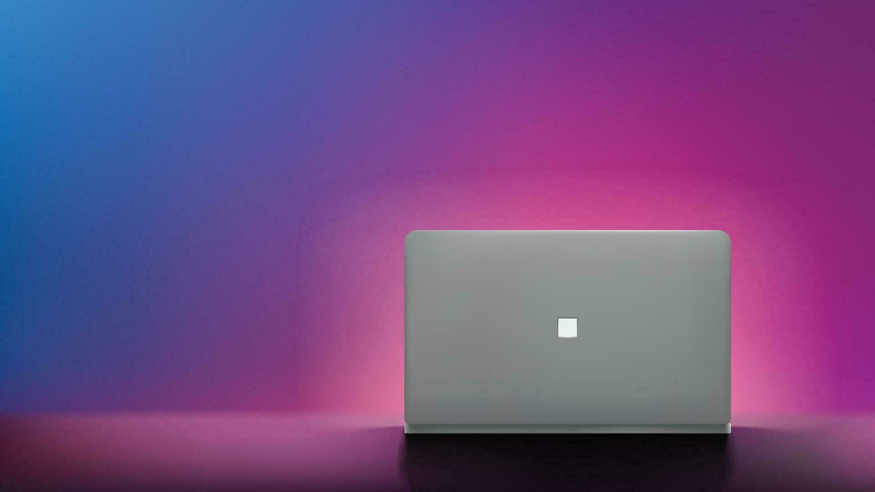 gray laptop front view on colorful back vector