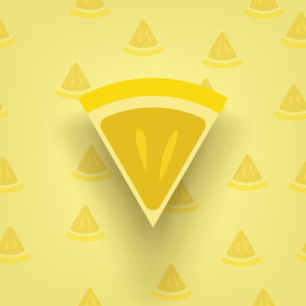 lemon piece with shadow on pattern back vector