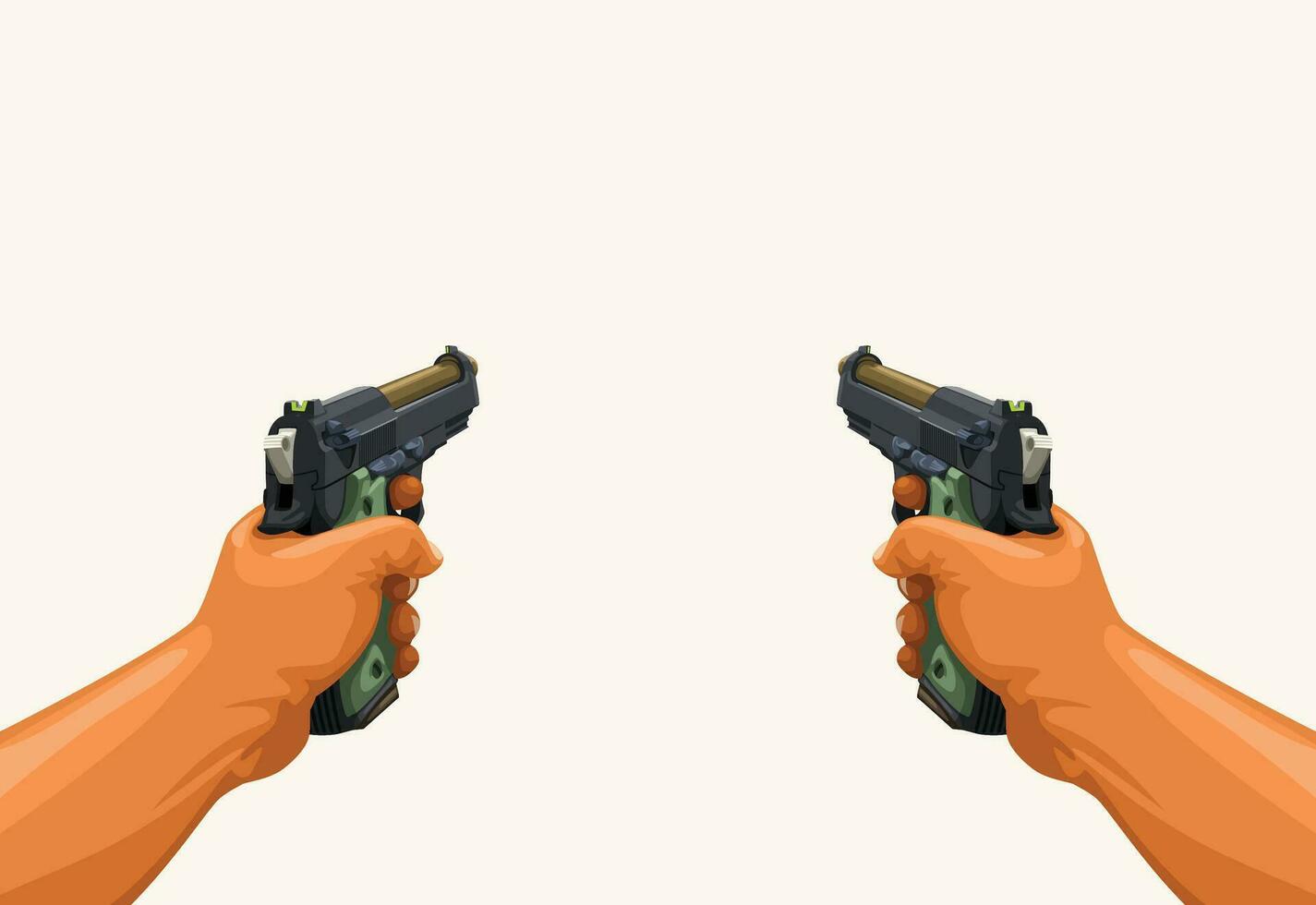 male hands holding two guns vector