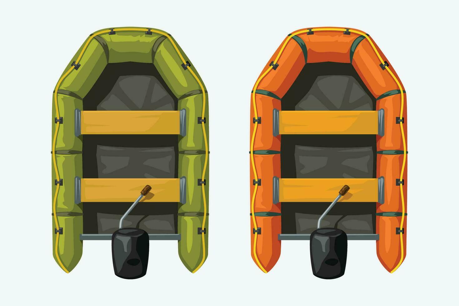 two inflatable boats top view on white vector