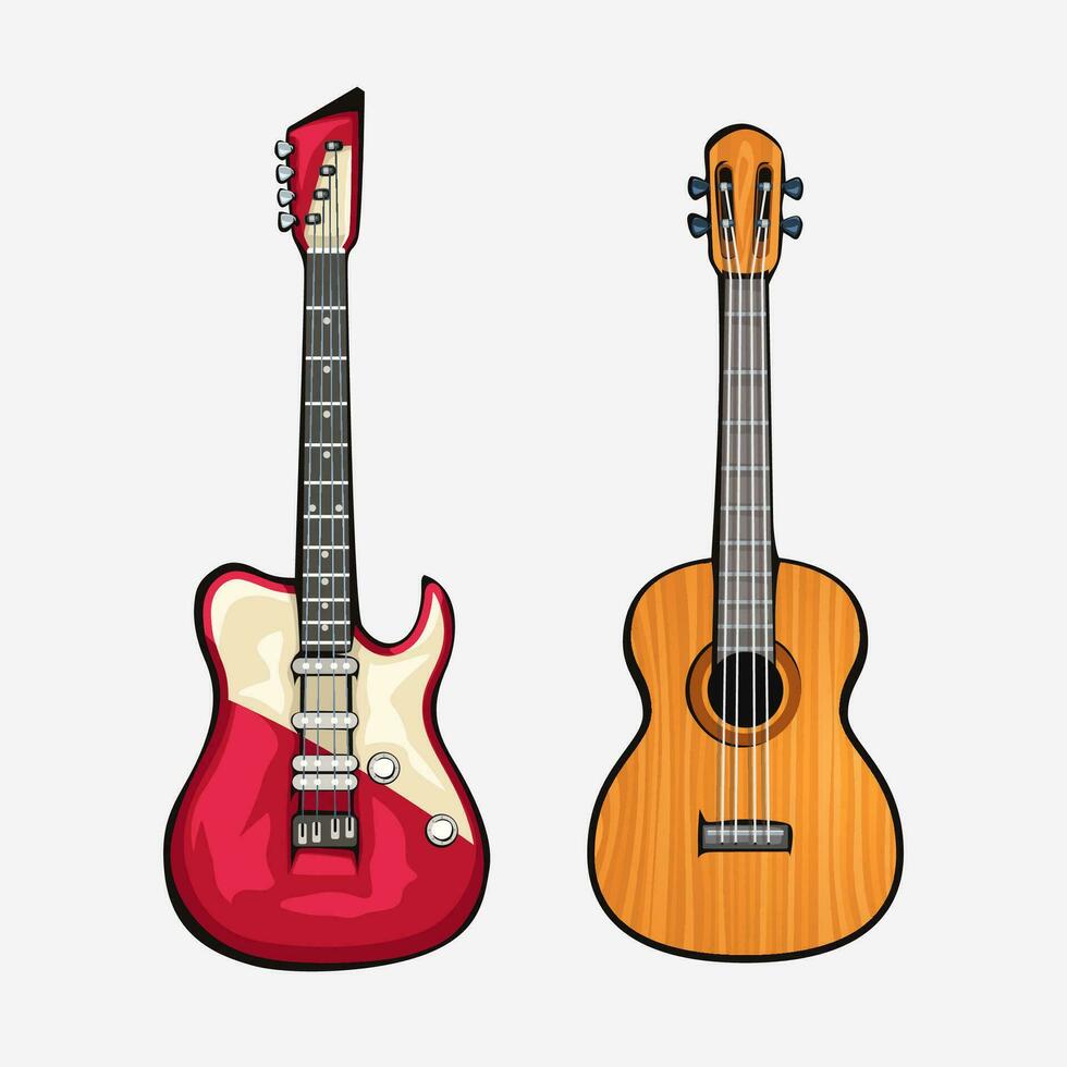 two different guitars front view vector