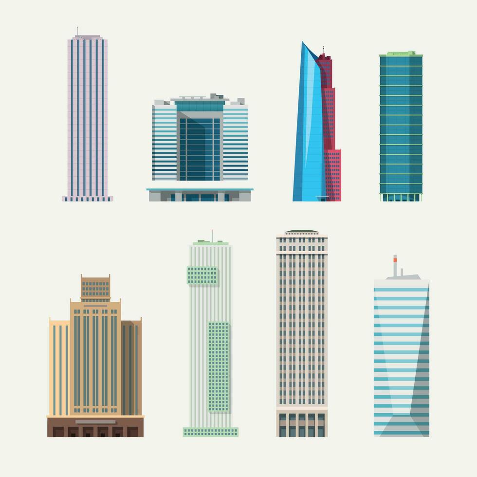 different shape and style of high buildings vector