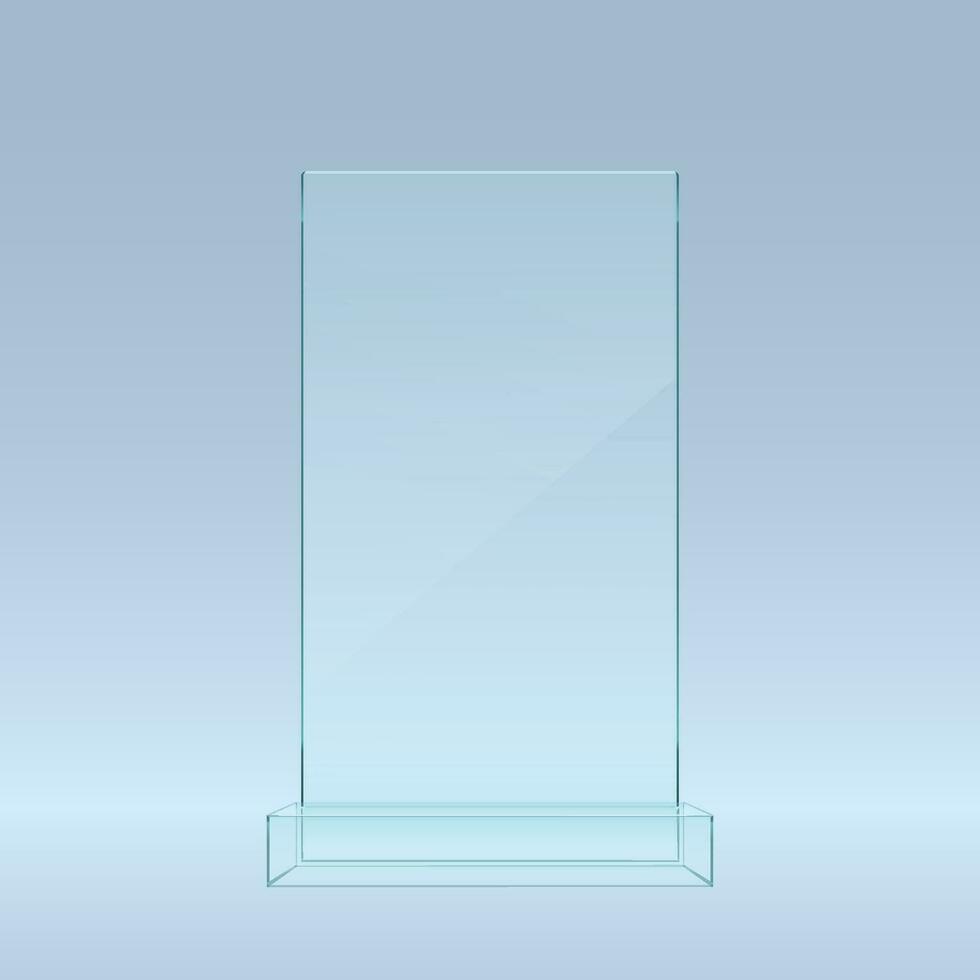 transparent blue glass showcase on front view vector