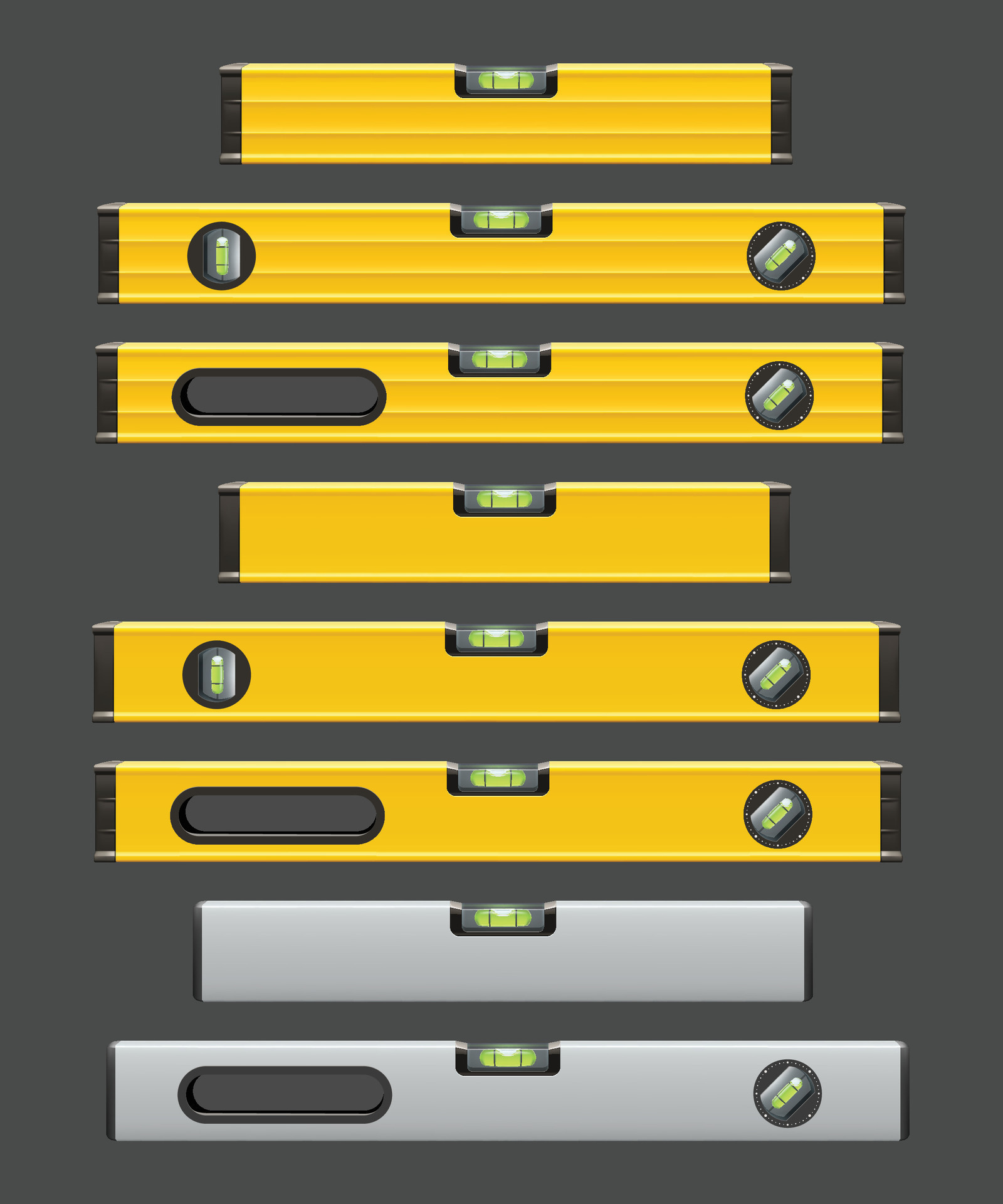construction level tools set on grey color 26058414 Vector Art at Vecteezy