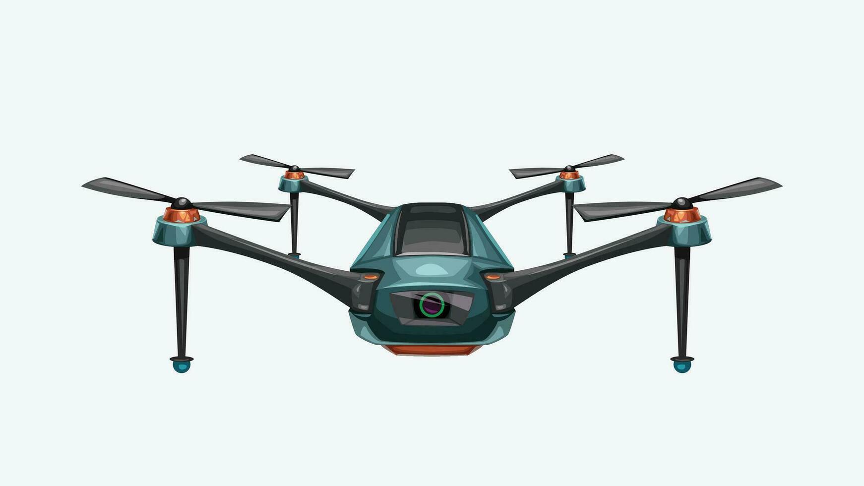 front view modern colorful drone on white vector