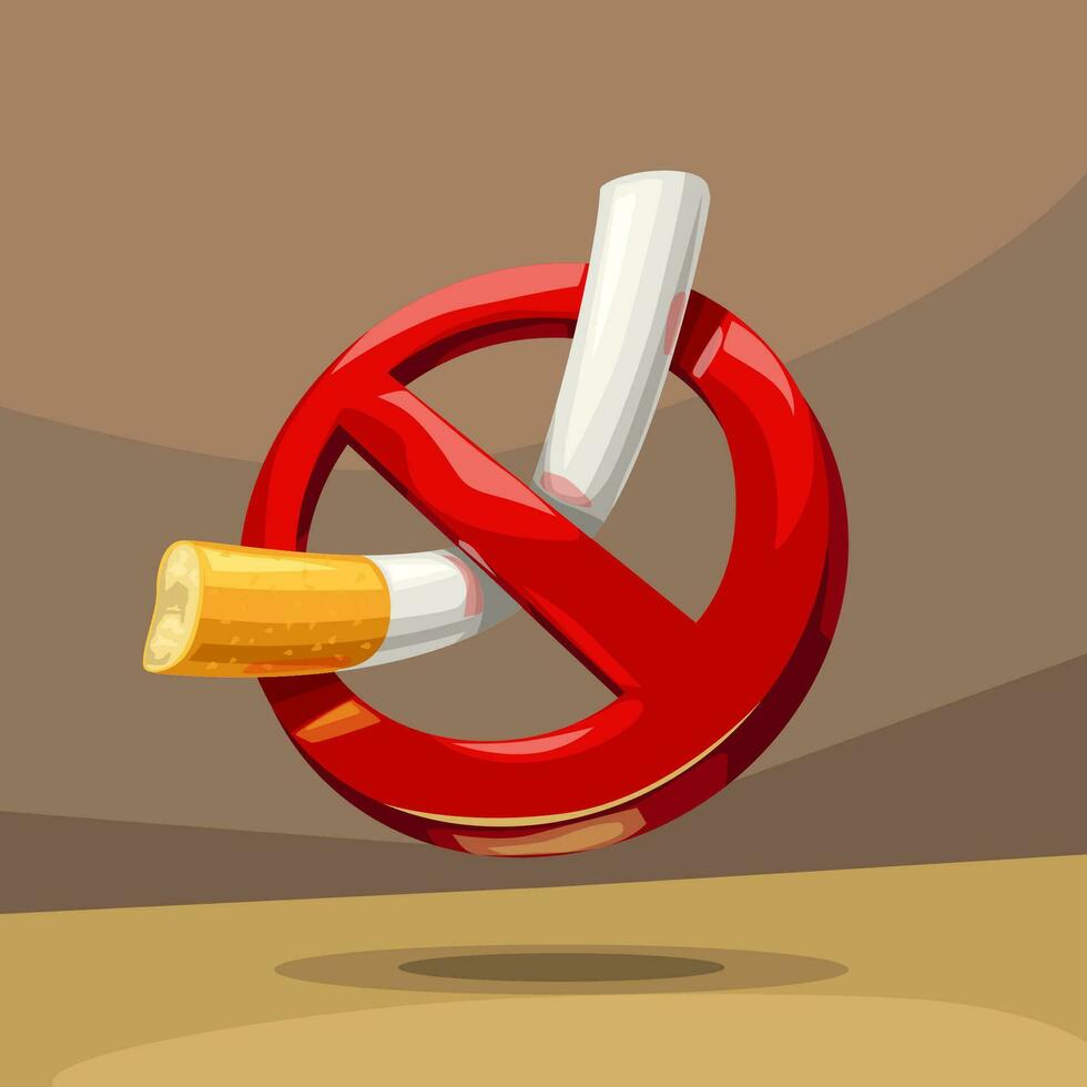 cartoon cigarette no smoking sign vector
