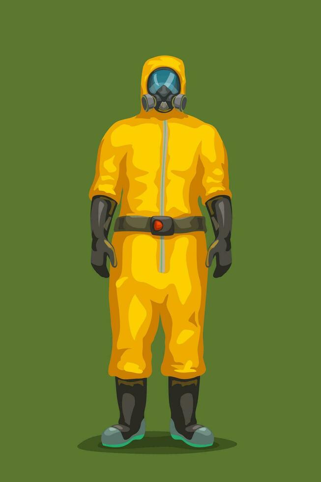 man in yellow hazard suit vector