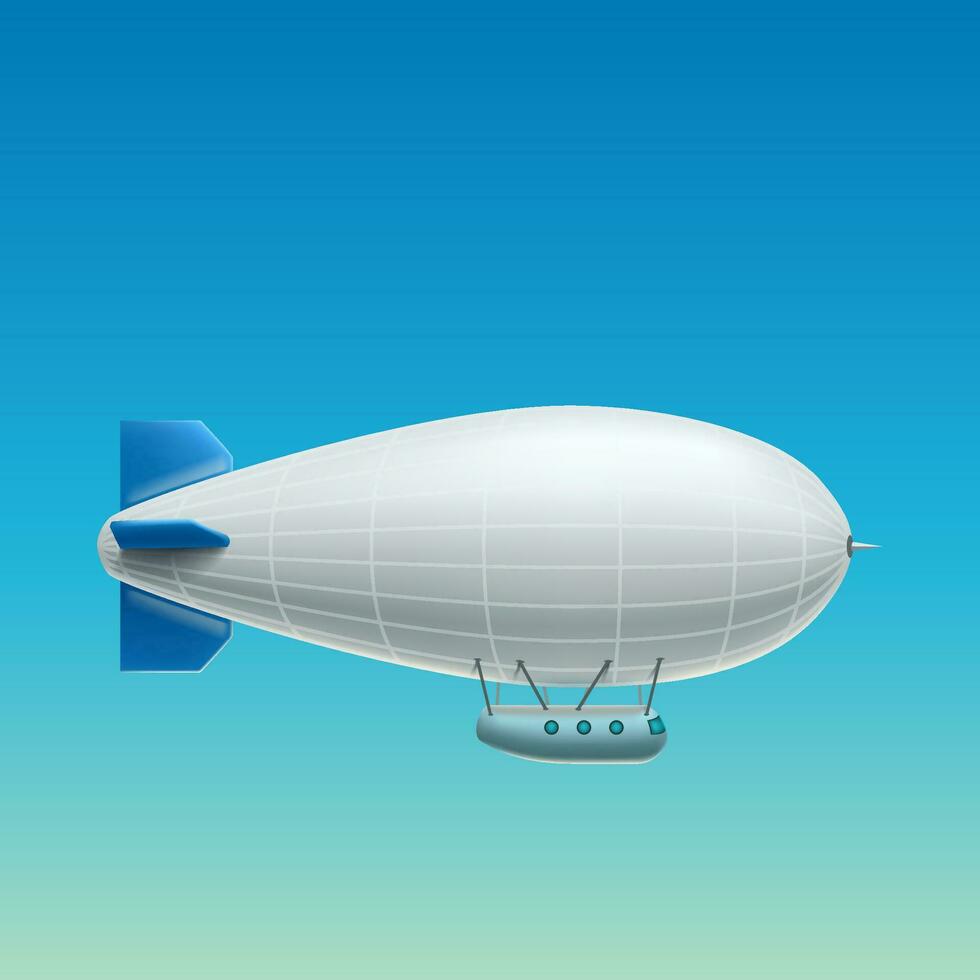realistic white airship side view vector