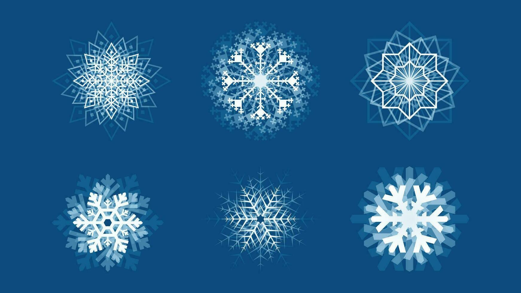 en capas blanco copos de nieve aislado en azul espalda vector