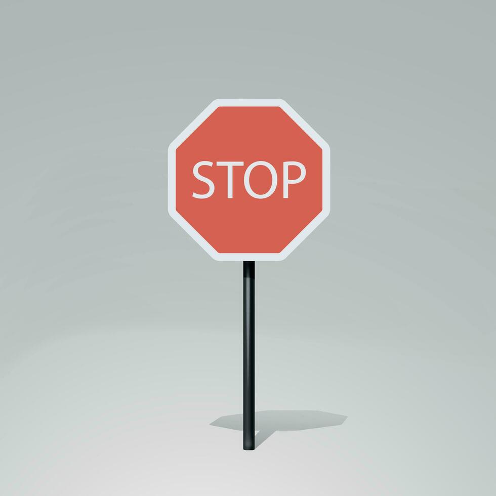 red color stop road sign on white vector