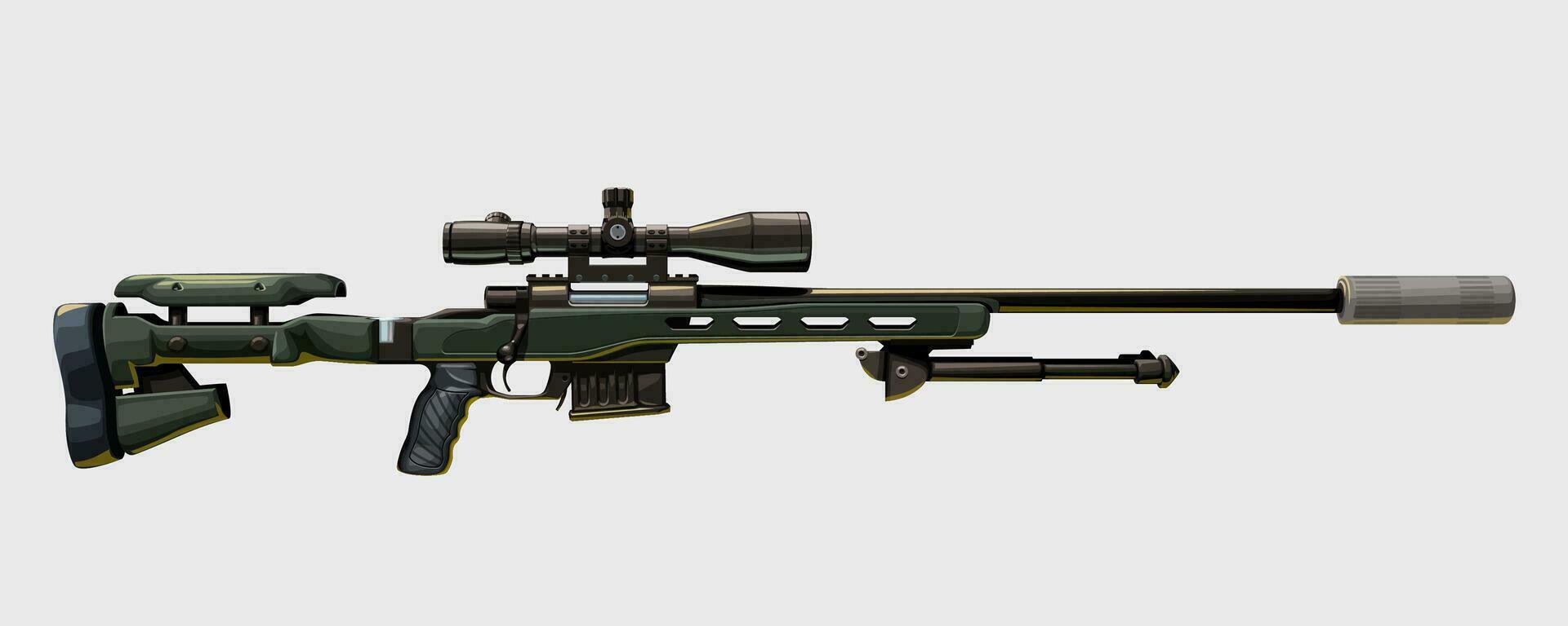 modern sniper rifle on white vector