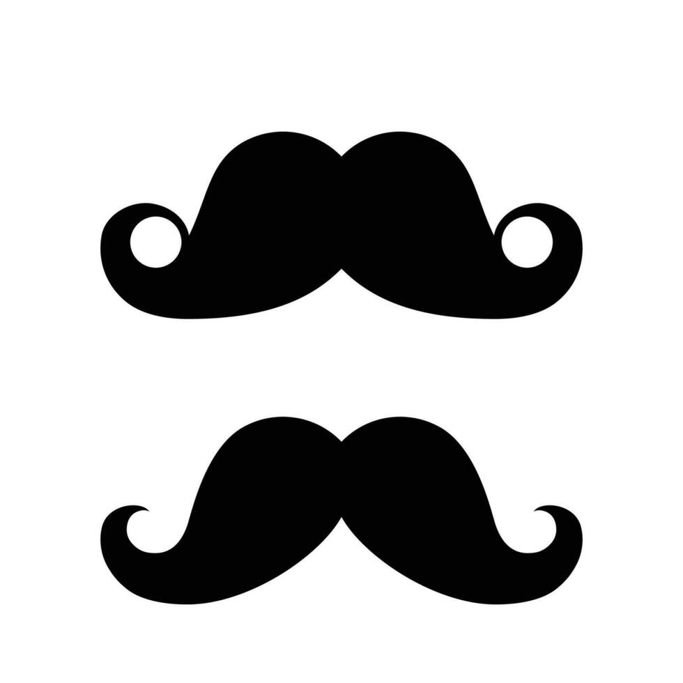 black mustache set silhouette on white vector