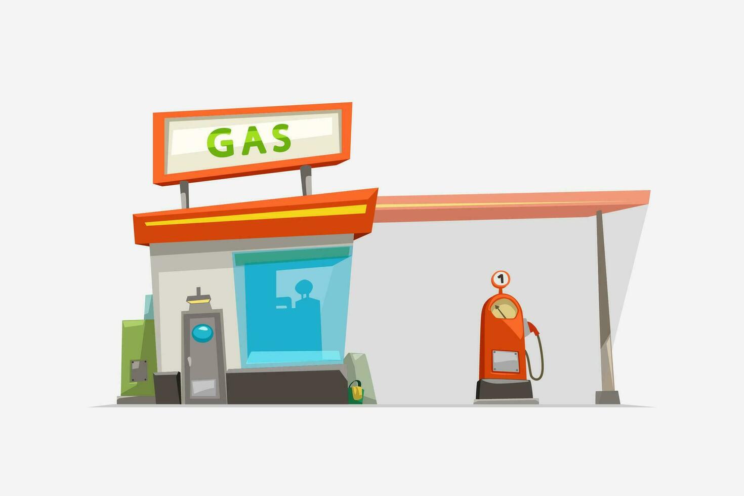 gas estación aislado en blanco vector