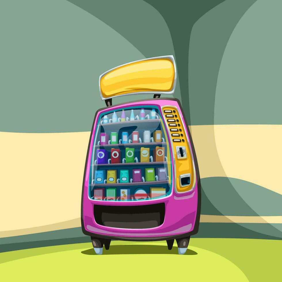 vending machine in colorful corner vector
