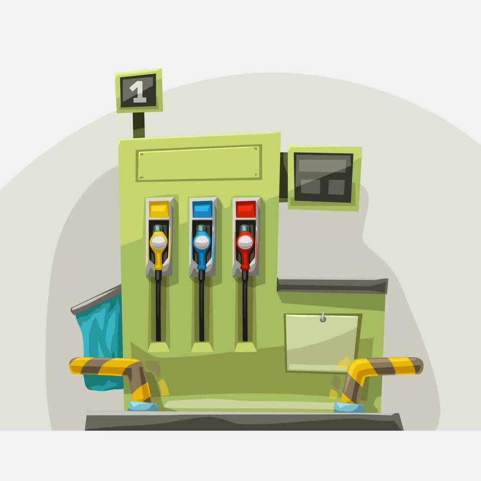 cartoon gas station on white vector