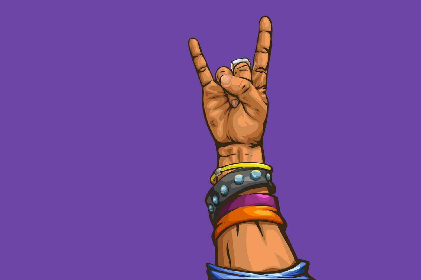 hard rock hand on violet vector