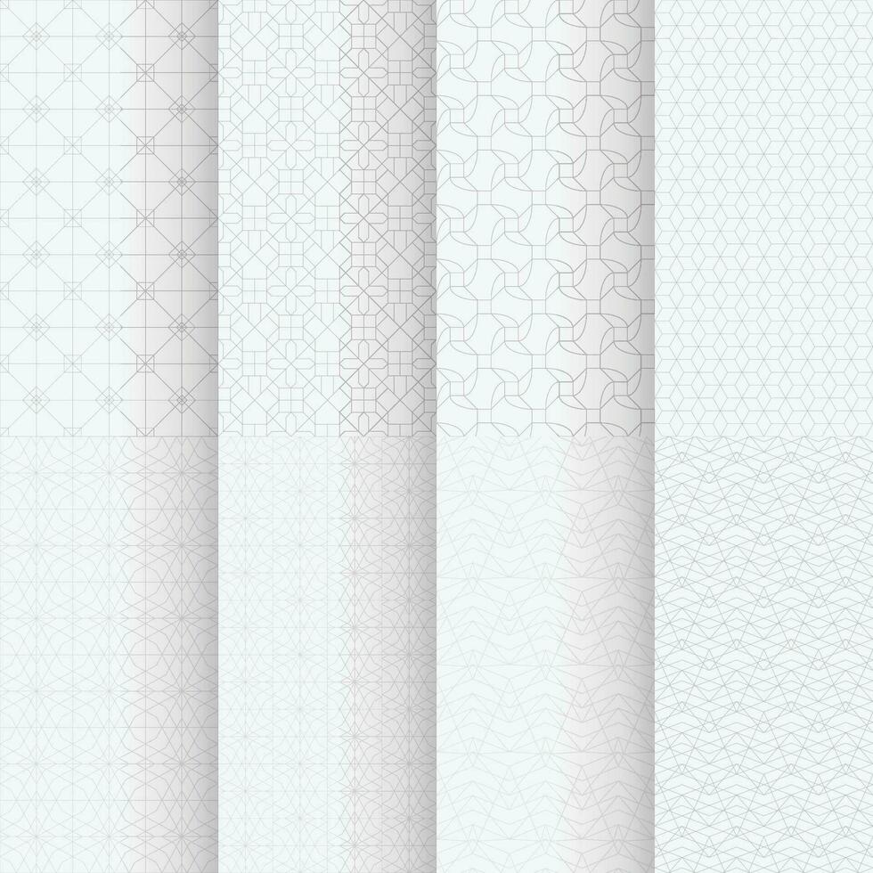 white color classic geometrical seamless patterns set vector