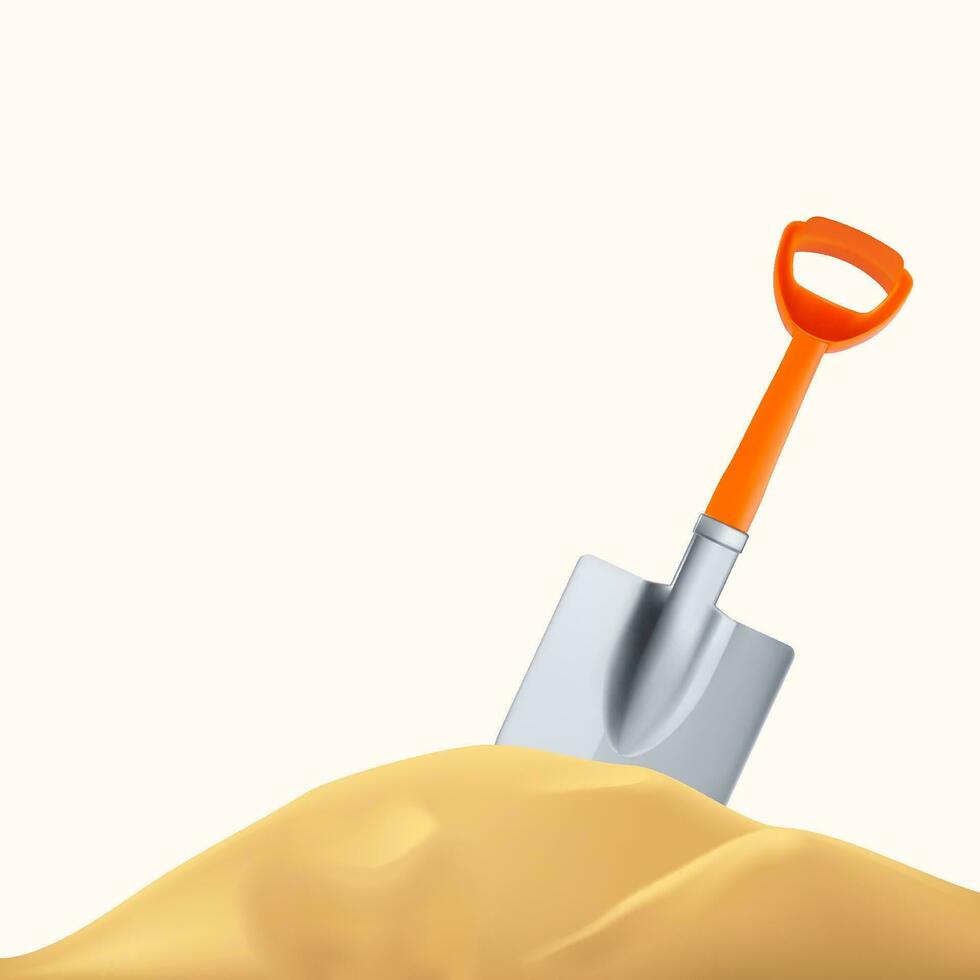 orange plastic shovel and sand hill vector