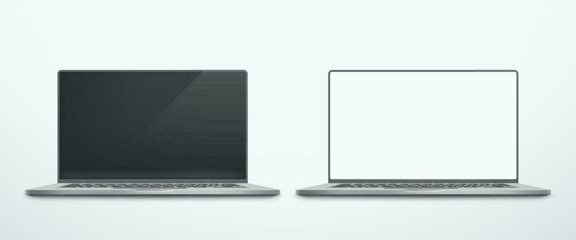 realistic laptop template isolated set on white vector