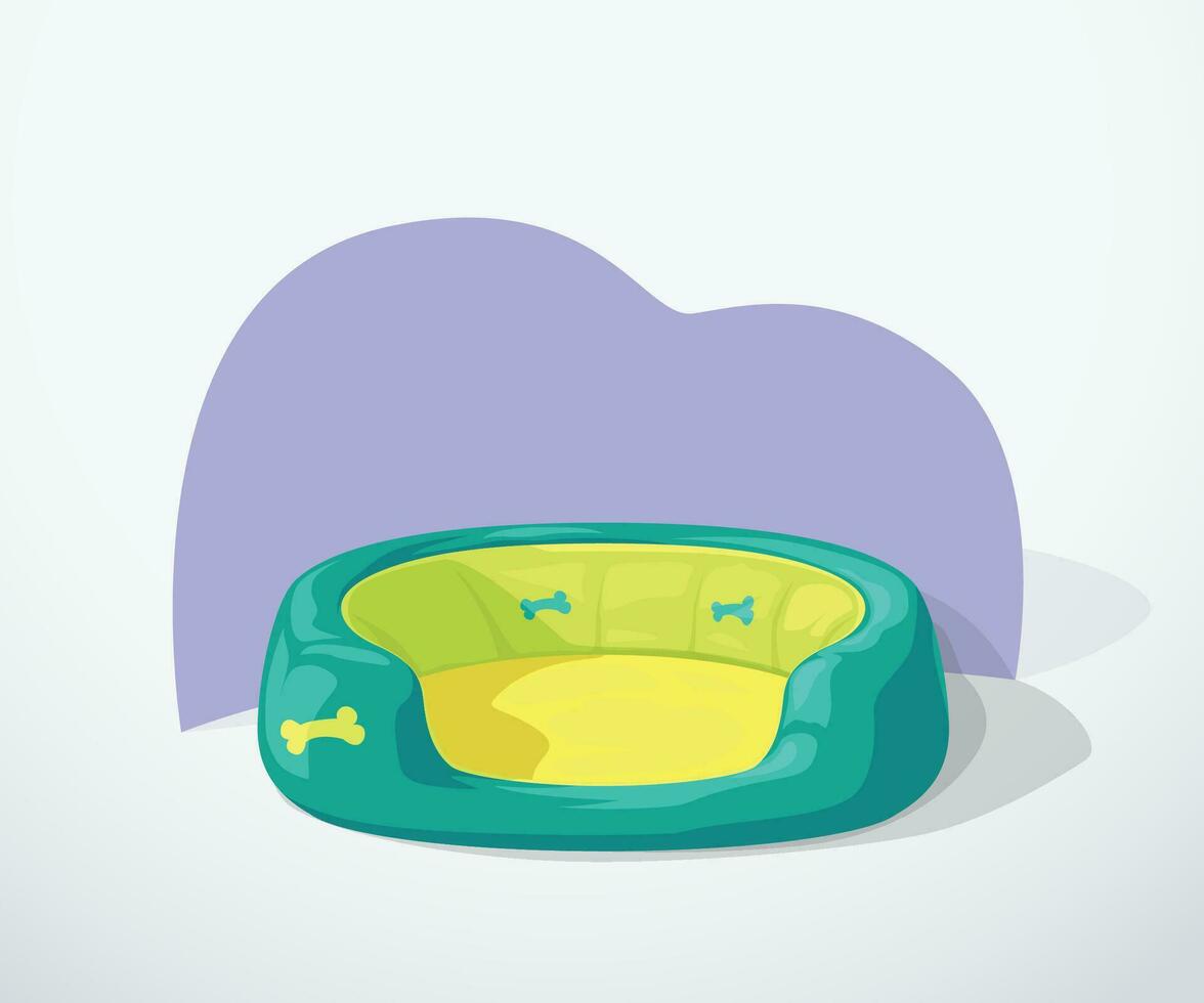 cartoon green color dog bed on white vector