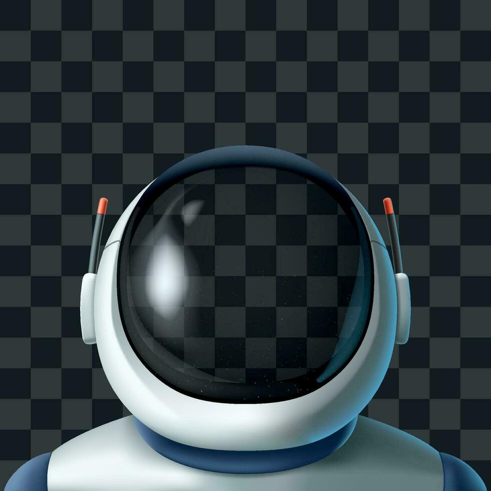 realistic astronaut transparent helmet front view isolated vector