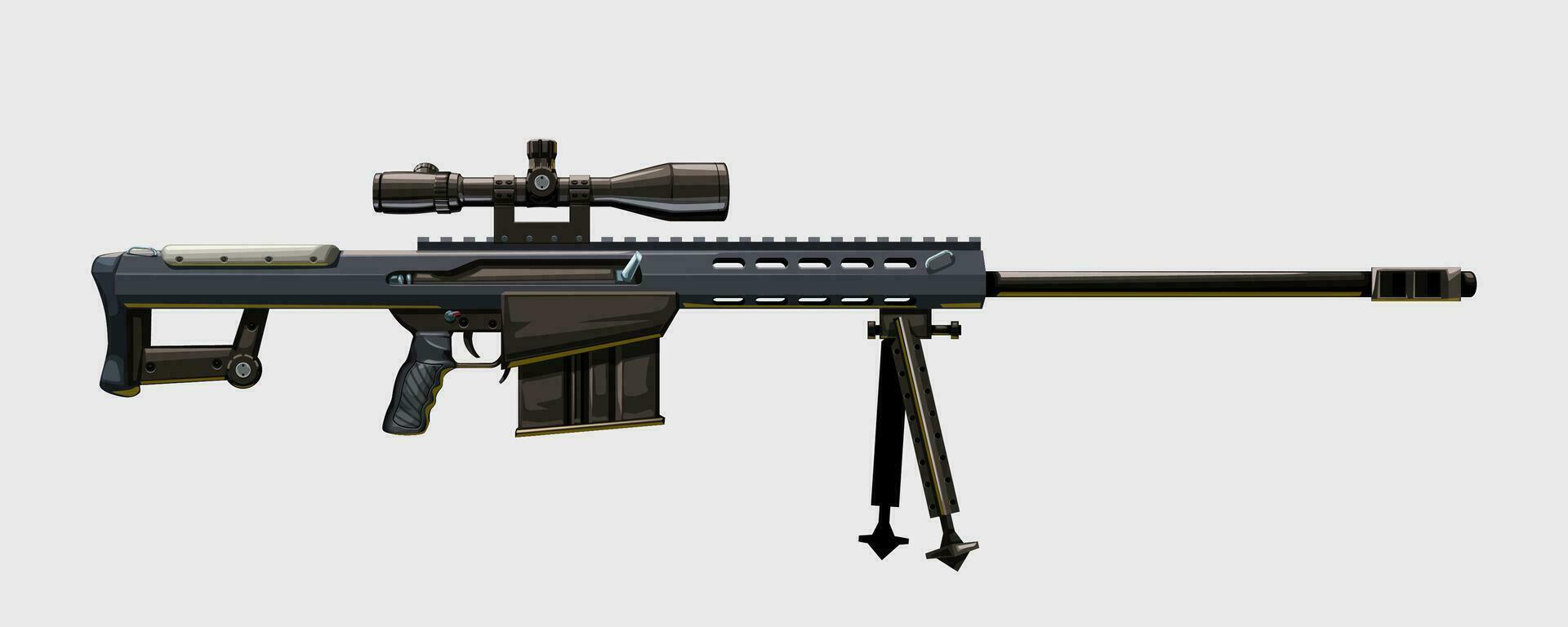 side view modern sniper rifle vector