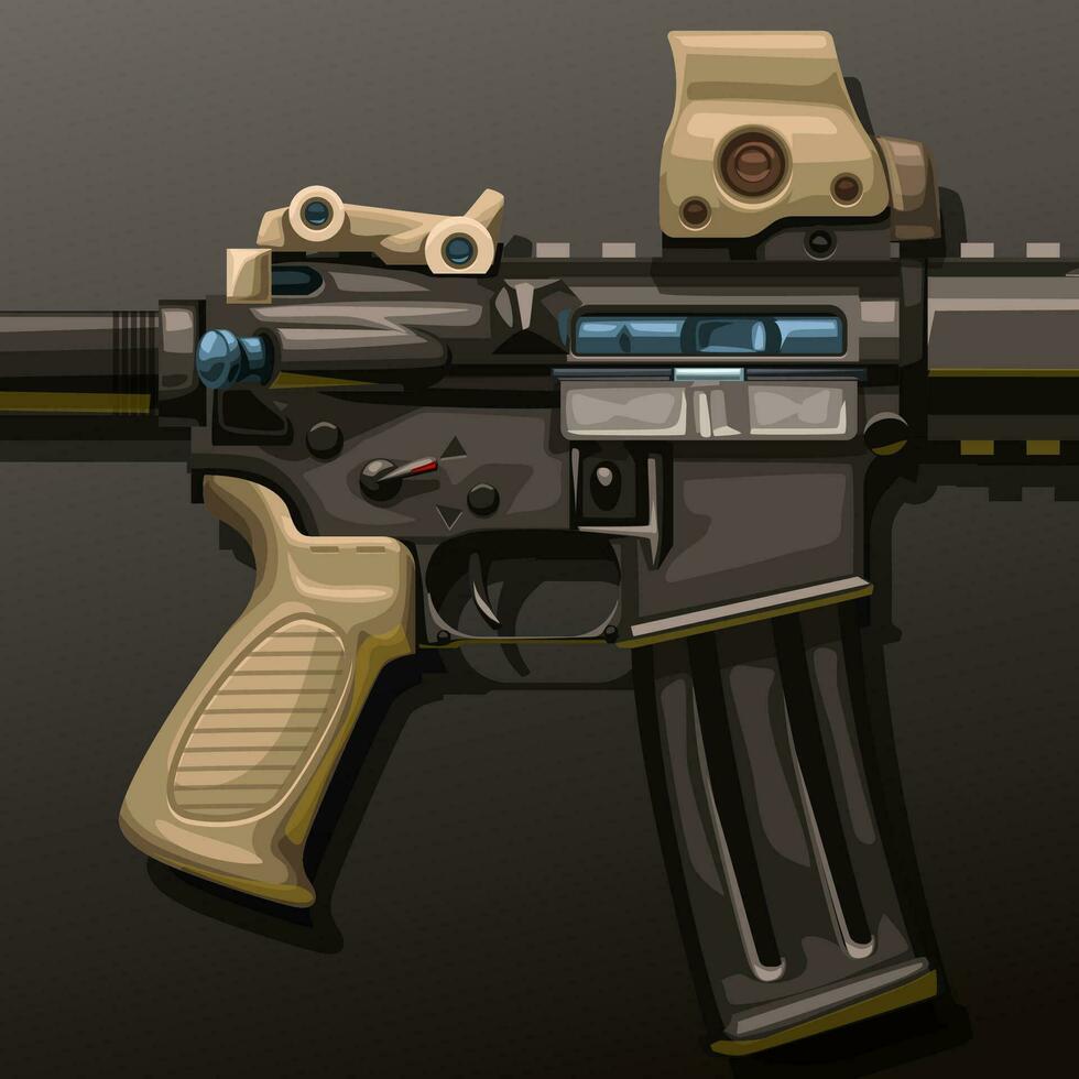 assault rifle lying on dark vector