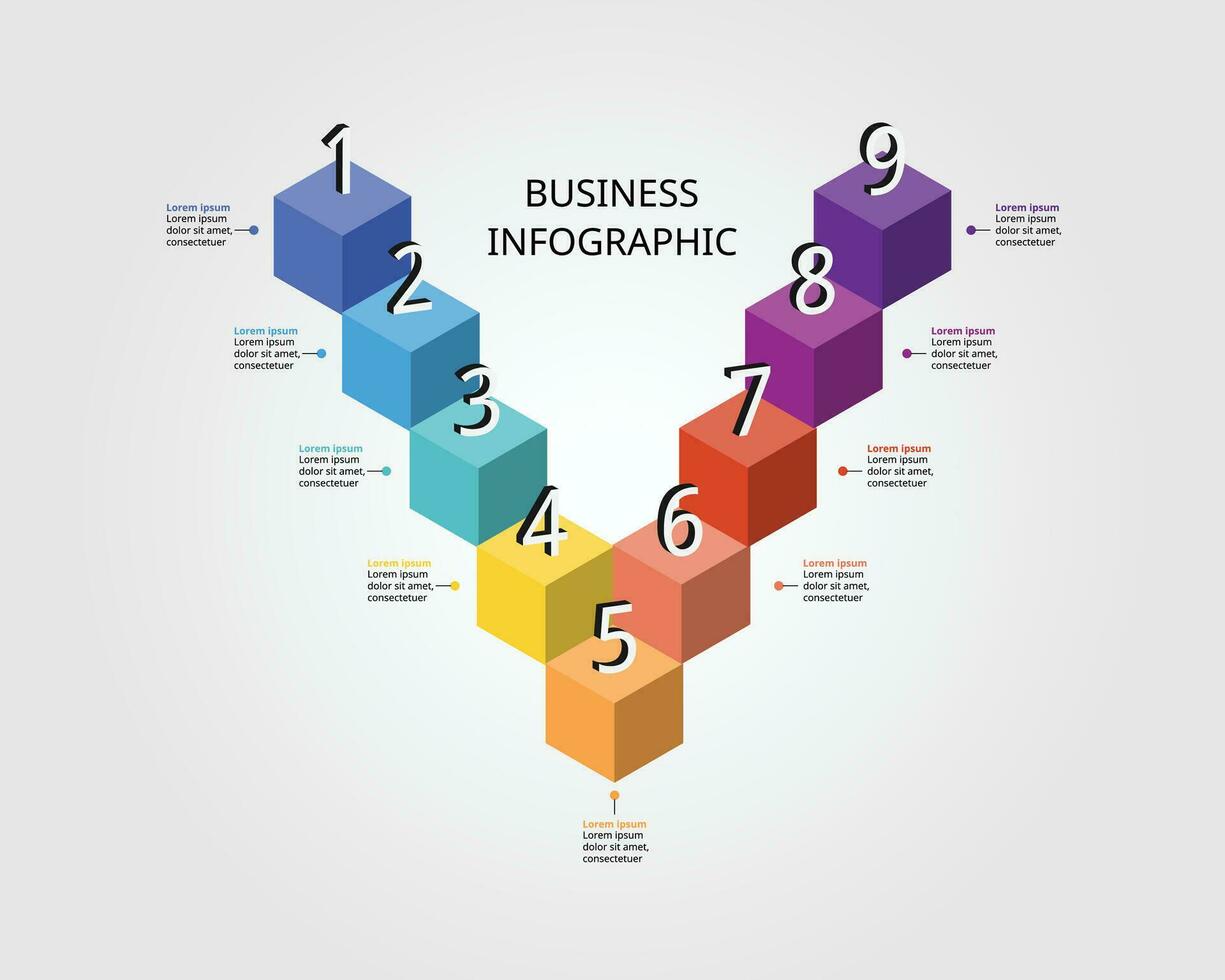 timeline step chart template for infographic for presentation for 9 element vector