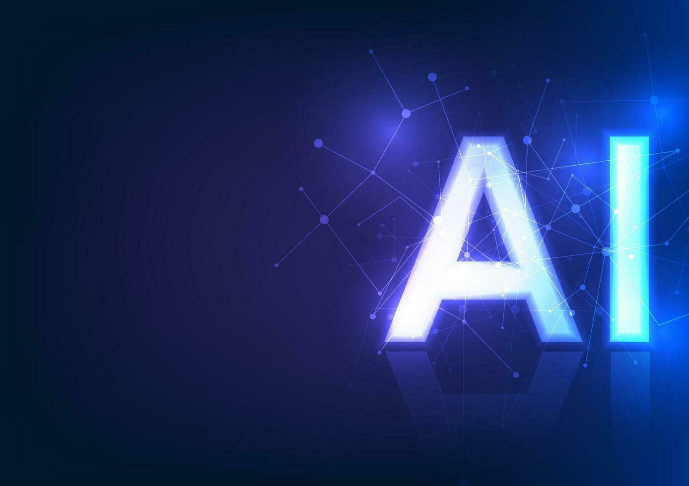 Explore a dynamic technology concept through a vector illustration. Representing the modern and fast-paced evolution of artificial intelligence, it features AI characters and interconnected lines.