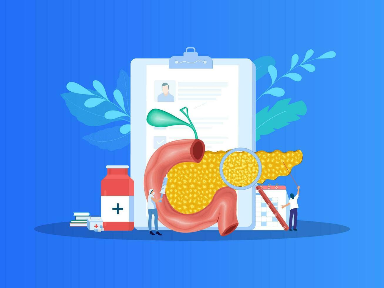 Pancreatitis vector illustration medical appointment and treatment