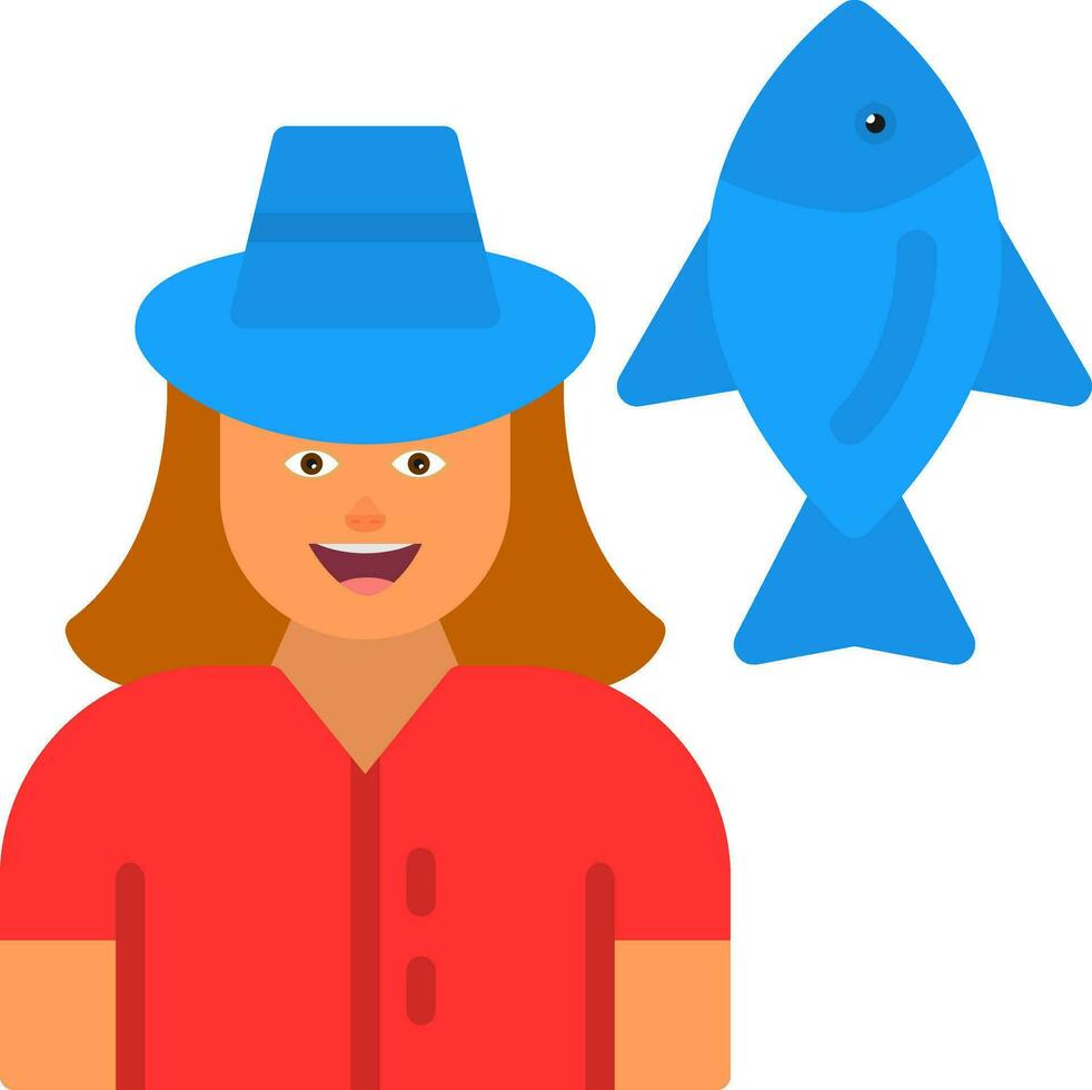 Fisherwoman Vector Icon Design