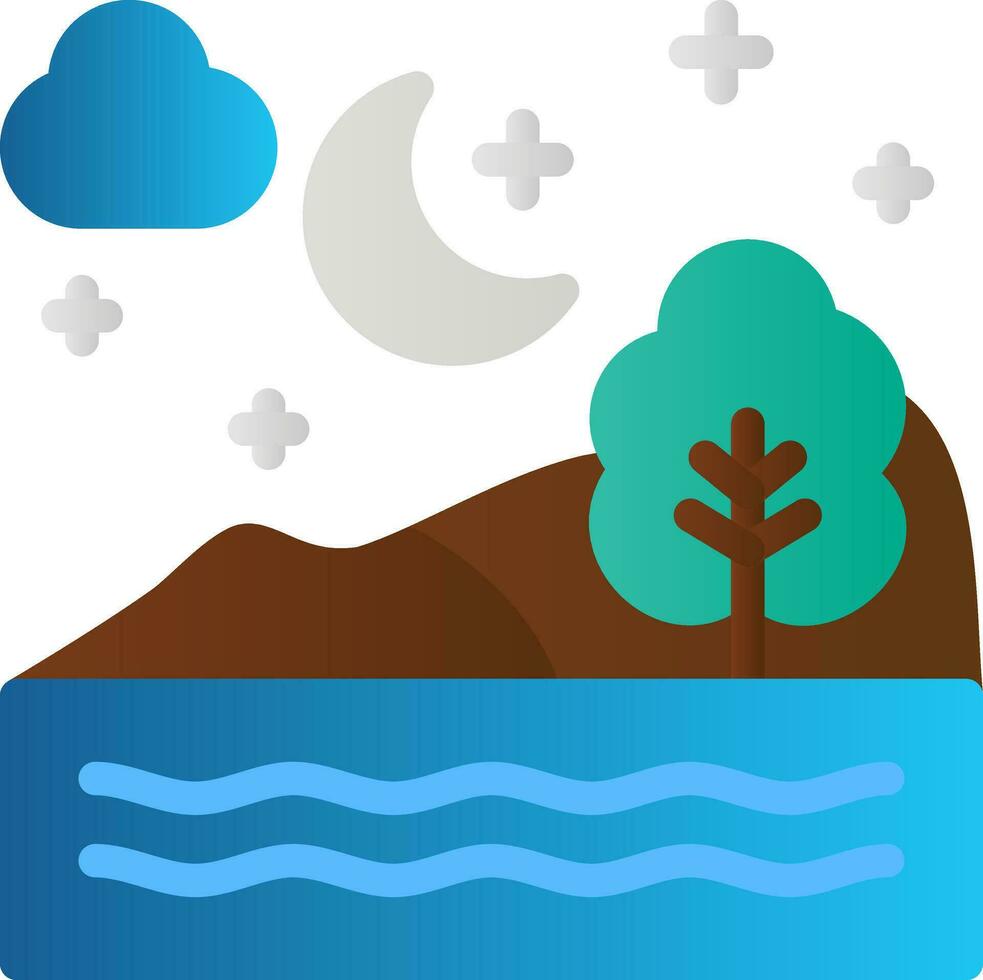 Night Landscape Vector Icon Design