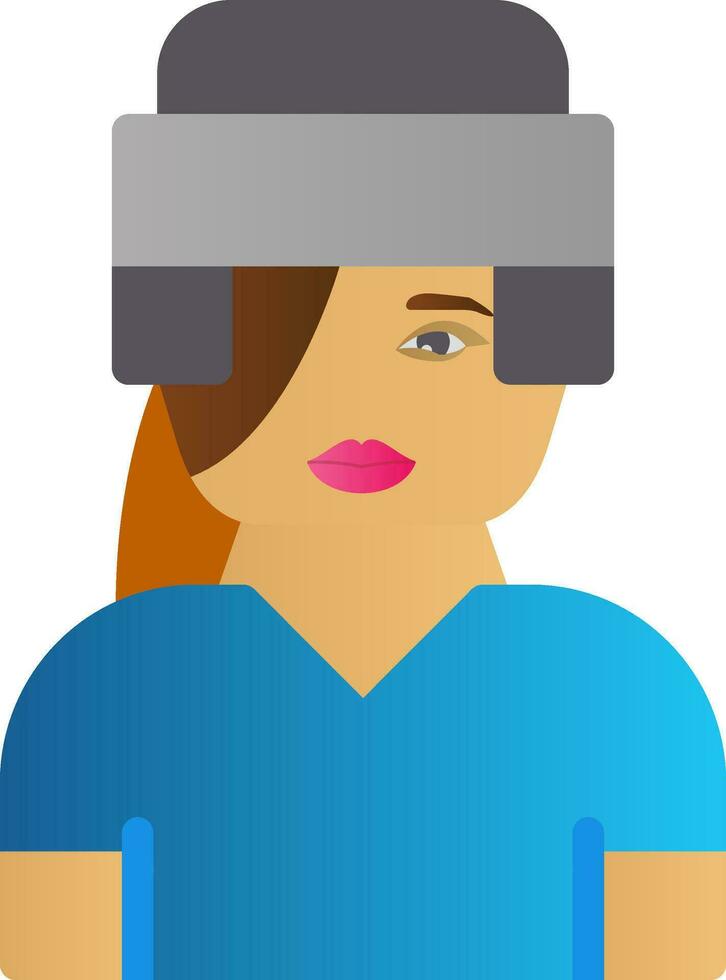 Hockey Player Woman Vector Icon Design