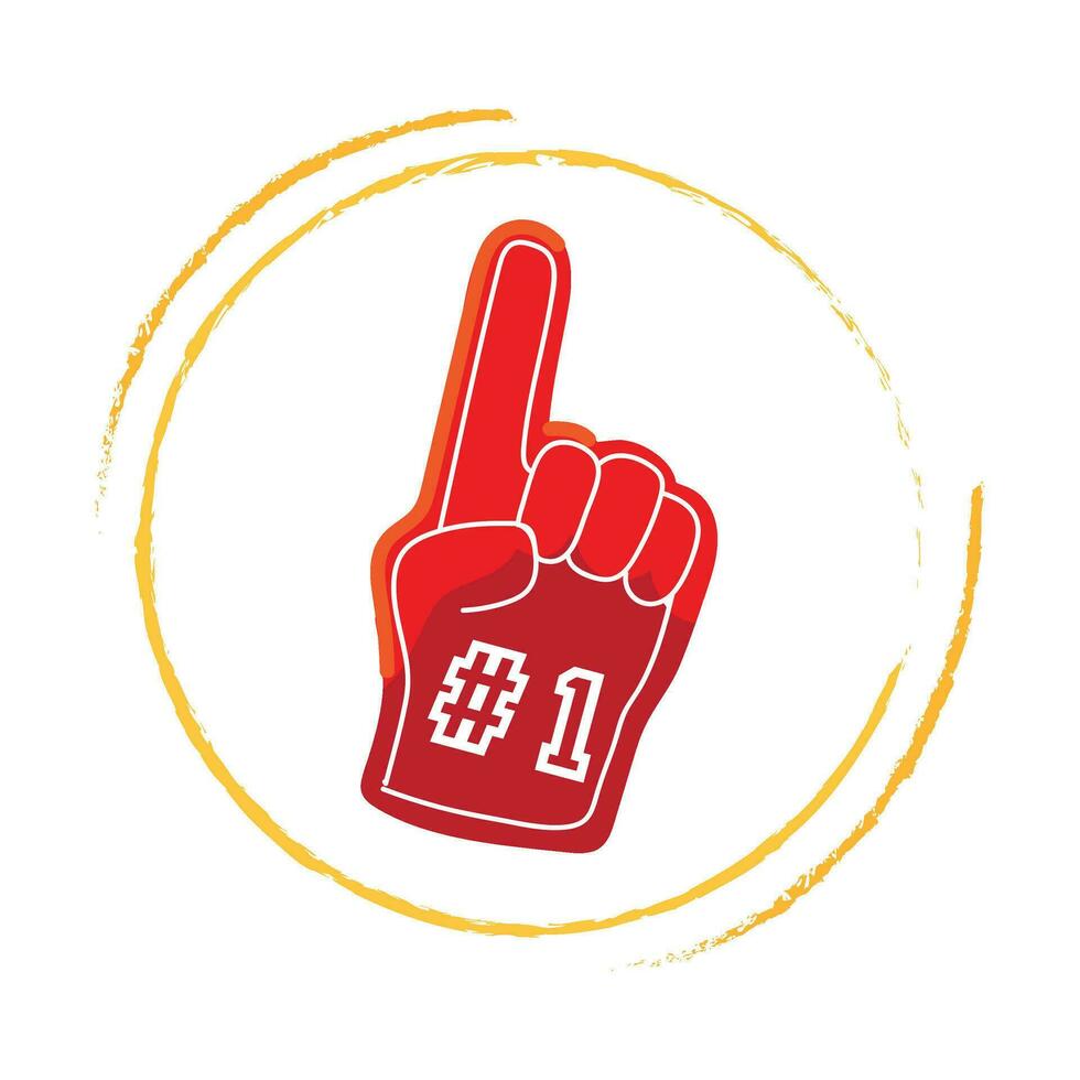 no. 1 fan glove in red colour vector