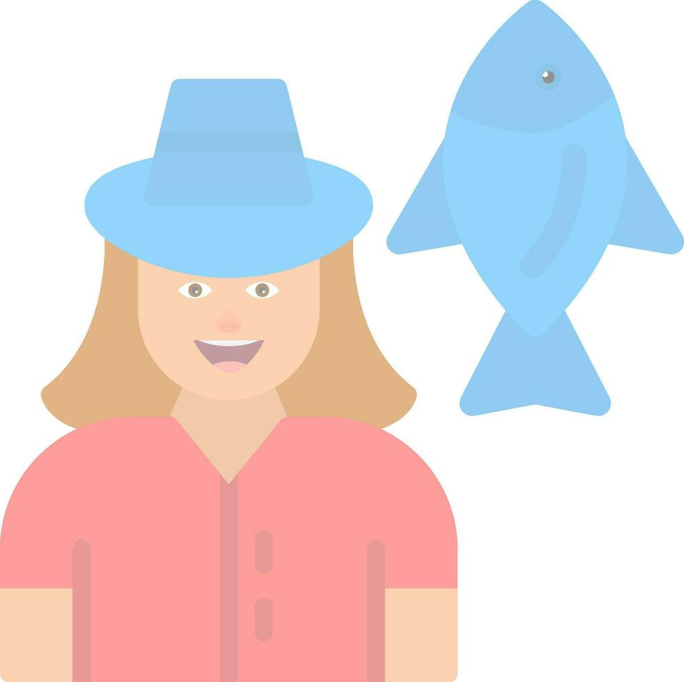 Fisherwoman Vector Icon Design