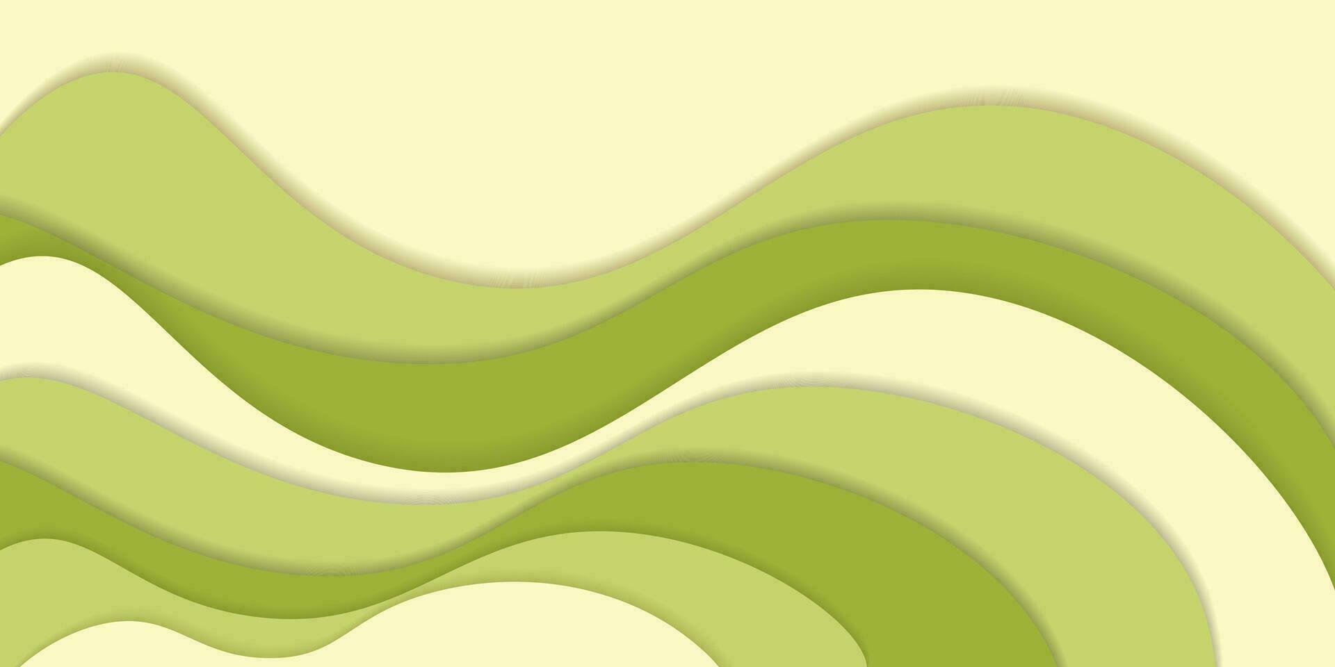 green waves paper cut abstract background design vector