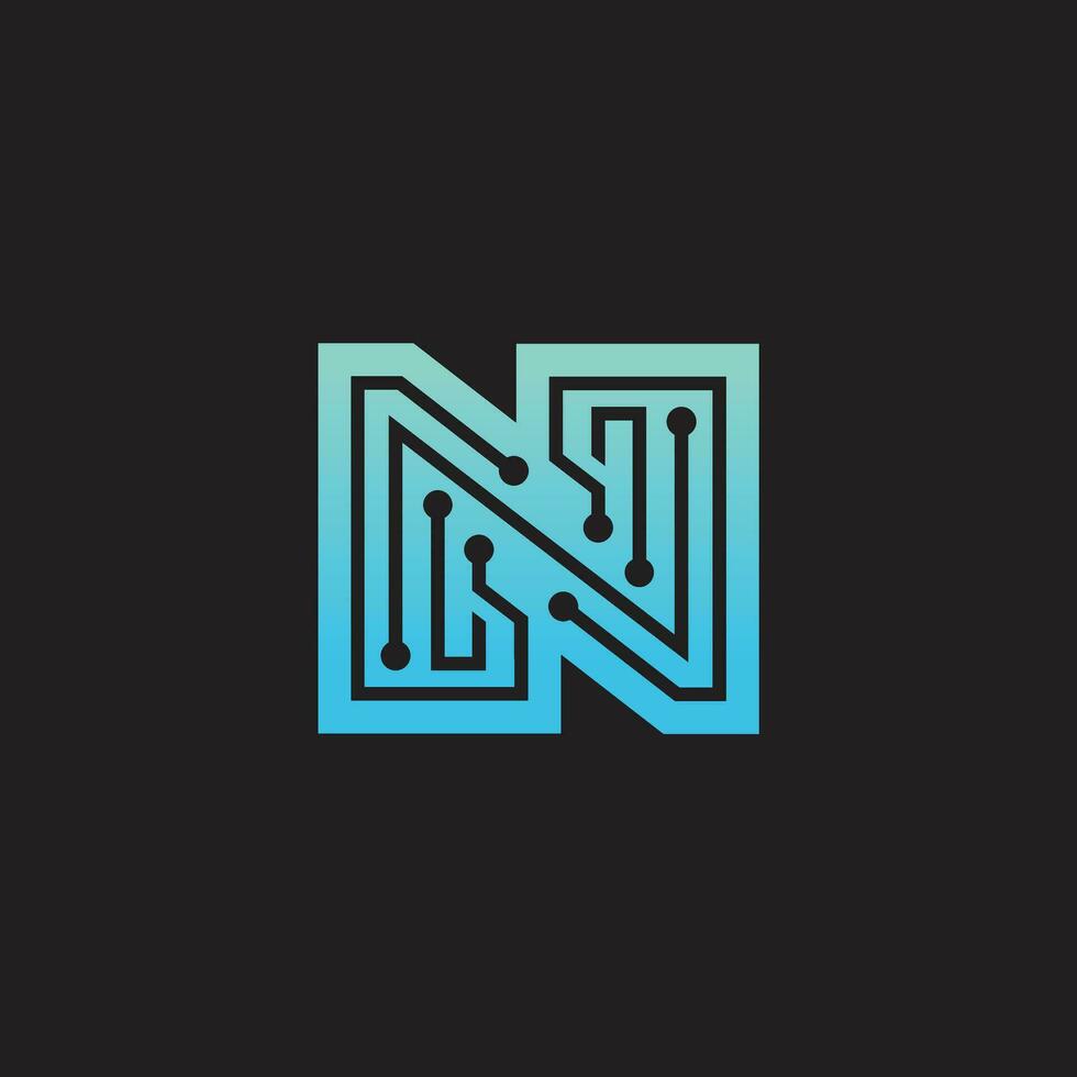 Letter N logo design template,technology,electronics,digital,logotype vector