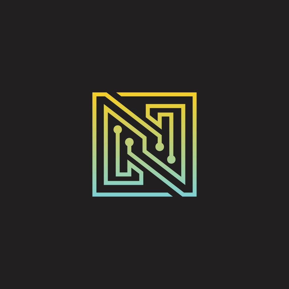 Letter N logo design template,technology,electronics,digital,logotype vector