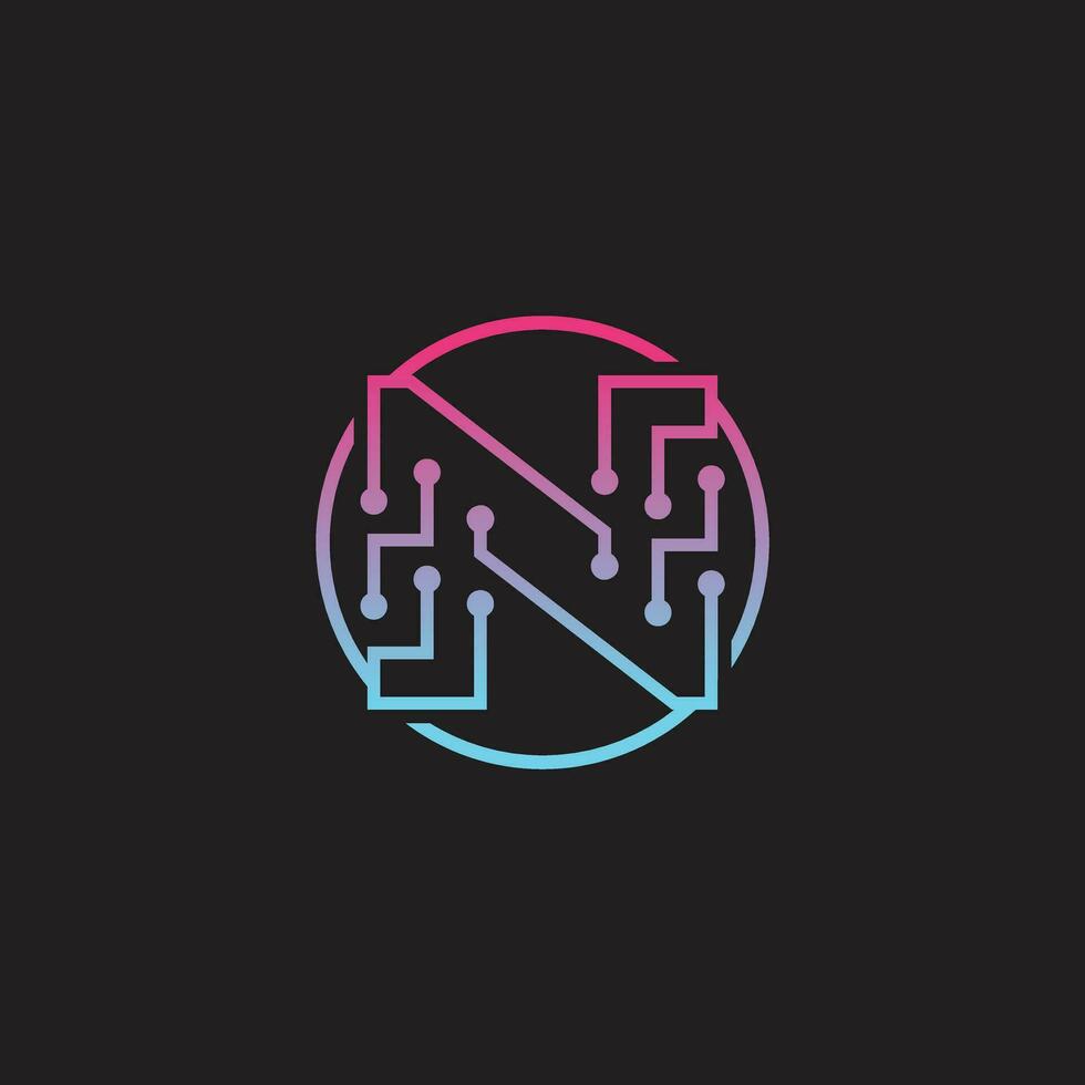 Letter N logo design template,technology,electronics,digital,logotype vector