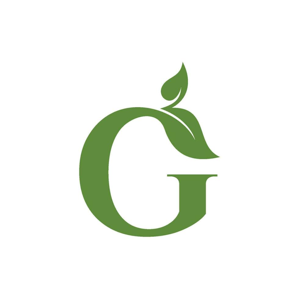 Initial Letter G With Leaf Luxury Logo. Green leaf logo Template vector Design.