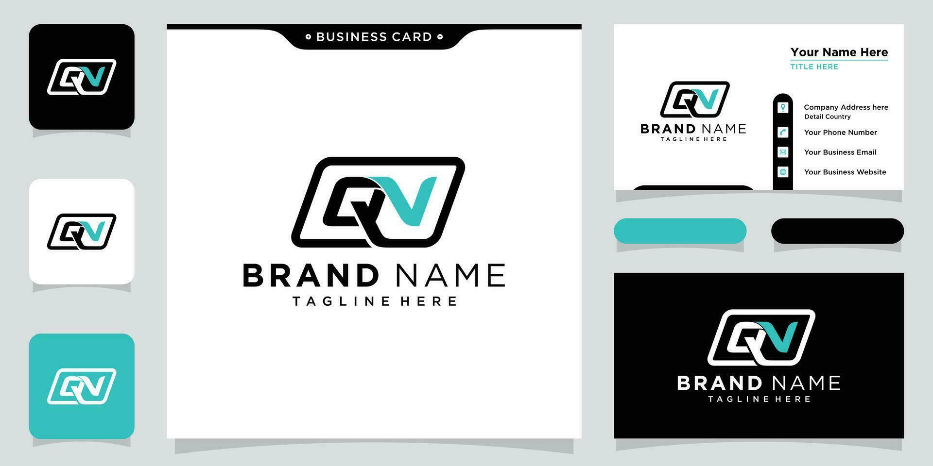 Initial Letter QN logo design template with business card design vector