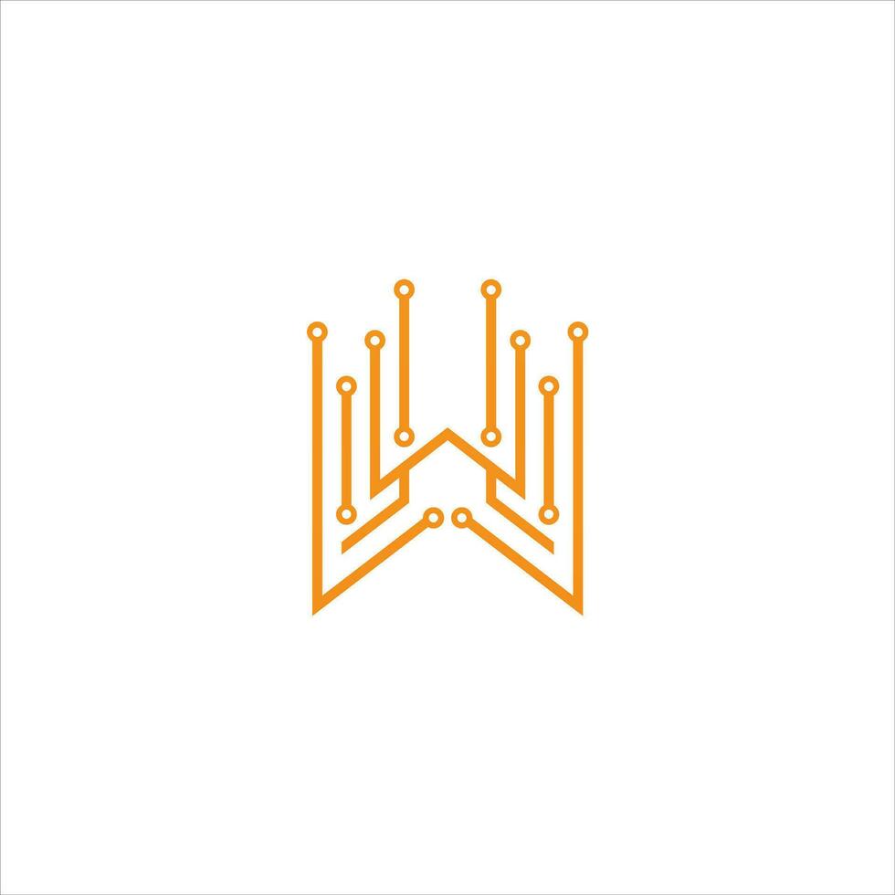 Abstract letter W logo design template technology electronics digital dot connection cross vector logo icon logotype