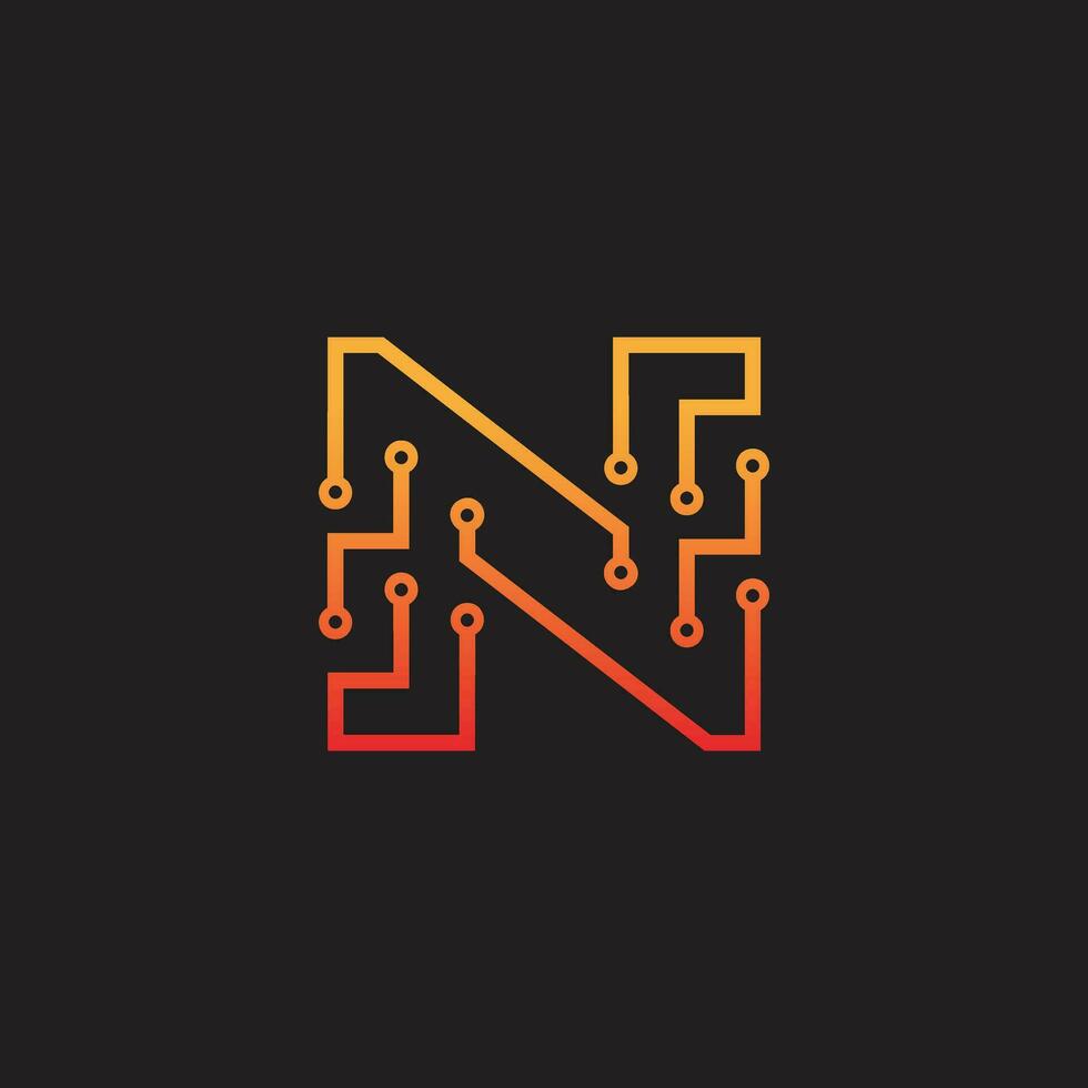 Letter N logo design template,technology,electronics,digital,logotype vector
