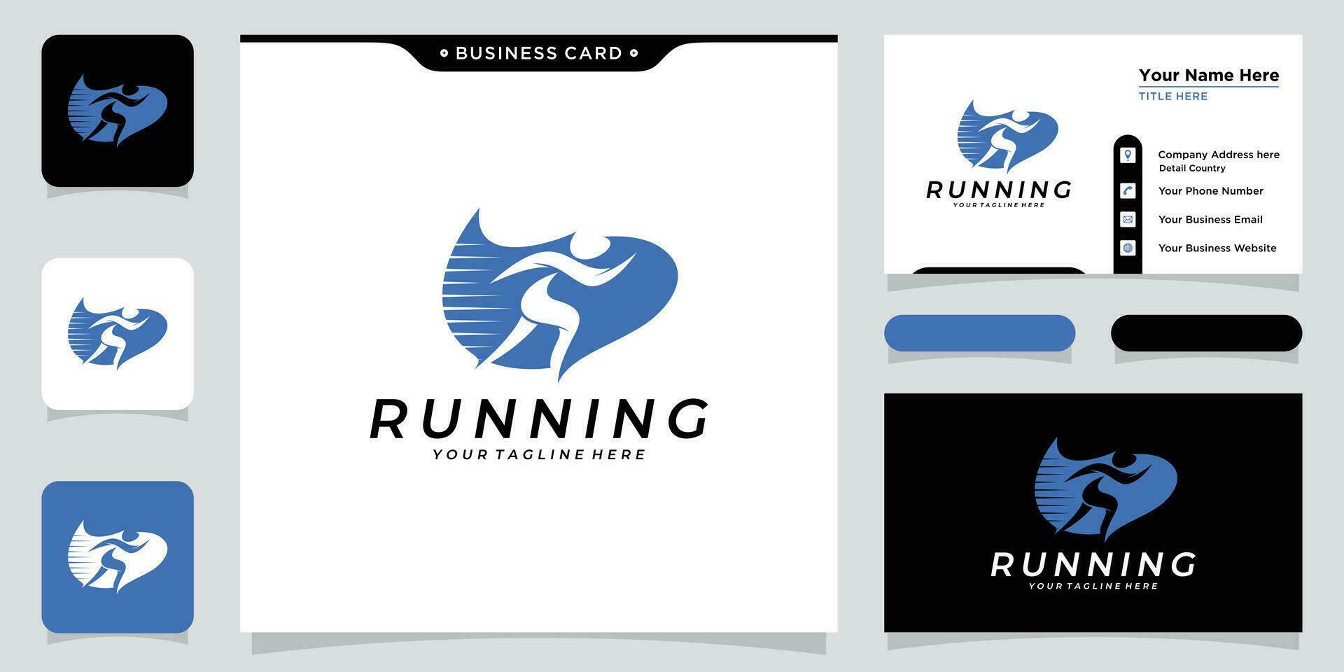 Running logo, jogging and marathon logo template design vector